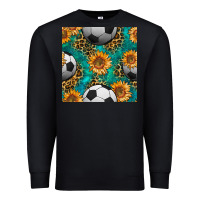 Black soccer balls and sunflowers with leopard and gemstone seamless pattern Premium Sweatshirt - BundleAndBundleShop