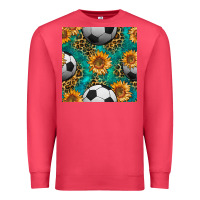 Cardinal soccer balls and sunflowers with leopard and gemstone seamless pattern Premium Sweatshirt - BundleAndBundleShop
