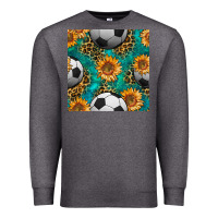 Charcoal Heather soccer balls and sunflowers with leopard and gemstone seamless pattern Premium Sweatshirt - BundleAndBundleShop