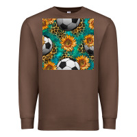 Chestnut soccer balls and sunflowers with leopard and gemstone seamless pattern Premium Sweatshirt - BundleAndBundleShop
