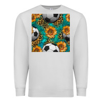 Dove Grey soccer balls and sunflowers with leopard and gemstone seamless pattern Premium Sweatshirt - BundleAndBundleShop