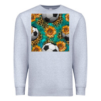Heather Grey soccer balls and sunflowers with leopard and gemstone seamless pattern Premium Sweatshirt - BundleAndBundleShop