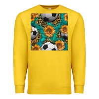 Lemon soccer balls and sunflowers with leopard and gemstone seamless pattern Premium Sweatshirt - BundleAndBundleShop