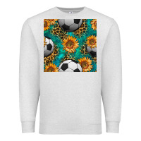 Soccer Balls And Sunflowers With Leopard And Gemstone Seamless Pattern Premium Sweatshirt | Teevron