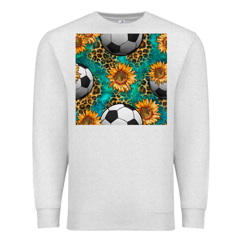 Soccer Balls And Sunflowers With Leopard And Gemstone Seamless Pattern Premium Sweatshirt by BundleAndBundleShop | Teevron