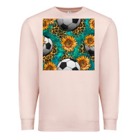 Pale Pink soccer balls and sunflowers with leopard and gemstone seamless pattern Premium Sweatshirt - BundleAndBundleShop