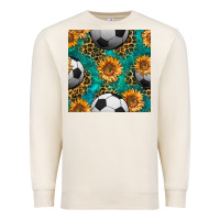 Sandshell soccer balls and sunflowers with leopard and gemstone seamless pattern Premium Sweatshirt - BundleAndBundleShop