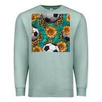 Seafoam soccer balls and sunflowers with leopard and gemstone seamless pattern Premium Sweatshirt - BundleAndBundleShop