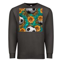 Smoke soccer balls and sunflowers with leopard and gemstone seamless pattern Premium Sweatshirt - BundleAndBundleShop