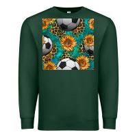 Sports Green soccer balls and sunflowers with leopard and gemstone seamless pattern Premium Sweatshirt - BundleAndBundleShop