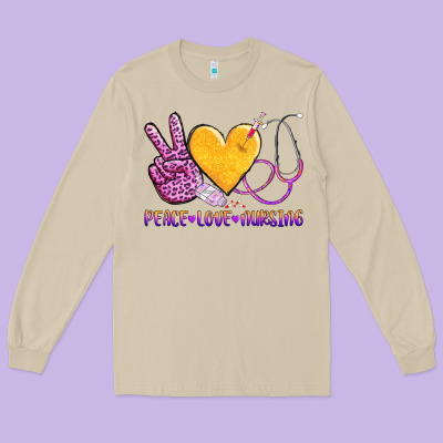 Peace Love Nursing Long Sleeve Tee Designed By Adodesignshop