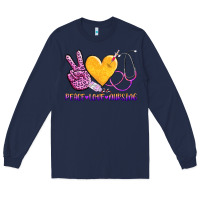 Navy peace love nursing Long Sleeve Tee - AdoDesignShop
