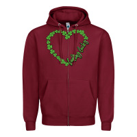 Burgundy shamrock heart felling lucky Zipper Hoodie - MaliasSmallBusiness