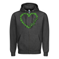 Charcoal Heather shamrock heart felling lucky Zipper Hoodie - MaliasSmallBusiness