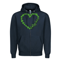 Navy shamrock heart felling lucky Zipper Hoodie - MaliasSmallBusiness