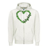 Oatmeal Heather shamrock heart felling lucky Zipper Hoodie - MaliasSmallBusiness