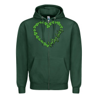 Sports Green shamrock heart felling lucky Zipper Hoodie - MaliasSmallBusiness