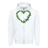 White shamrock heart felling lucky Zipper Hoodie - MaliasSmallBusiness
