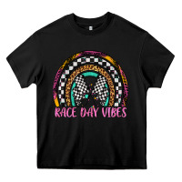 Black race day vibes rainbow Heavy Core Tee - Artiststas