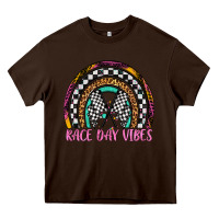 Chocolate Brown race day vibes rainbow Heavy Core Tee - Artiststas