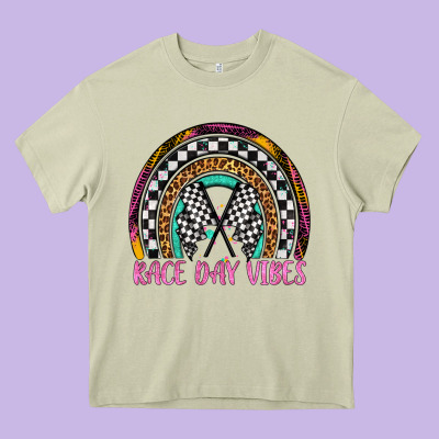 Race Day Vibes Rainbow Heavy Core Tee Designed By Artiststas