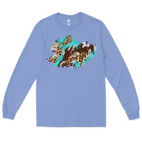 Colony Blue cowhide leopard turquoise patch Long Sleeve Tee - AdoDesignShop