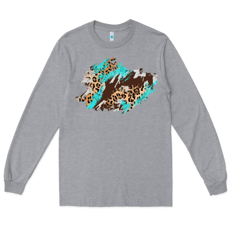 Cowhide Leopard Turquoise Patch Long Sleeve Tee by AdoDesignShop | Teevron