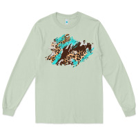 Matcha cowhide leopard turquoise patch Long Sleeve Tee - AdoDesignShop