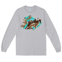 Moon Dust cowhide leopard turquoise patch Long Sleeve Tee - AdoDesignShop