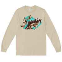 Mushroom cowhide leopard turquoise patch Long Sleeve Tee - AdoDesignShop