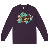 Plum cowhide leopard turquoise patch Long Sleeve Tee - AdoDesignShop