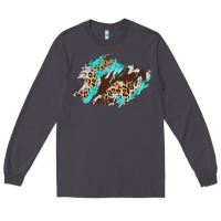 Smoke cowhide leopard turquoise patch Long Sleeve Tee - AdoDesignShop