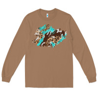 Toasted Coconut cowhide leopard turquoise patch Long Sleeve Tee - AdoDesignShop