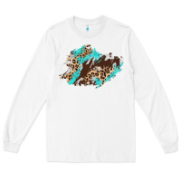 White cowhide leopard turquoise patch Long Sleeve Tee - AdoDesignShop