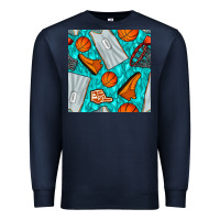 Navy basketball uniform and hoop seamless pattern Premium Sweatshirt - BundleAndBundleShop