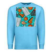 Ocean Blue basketball uniform and hoop seamless pattern Premium Sweatshirt - BundleAndBundleShop