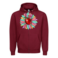 Burgundy teacher apple Zipper Hoodie - MaliasSmallBusiness