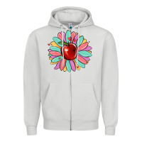 Dove Grey teacher apple Zipper Hoodie - MaliasSmallBusiness