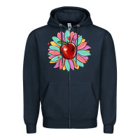 Navy teacher apple Zipper Hoodie - MaliasSmallBusiness