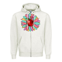 Oatmeal Heather teacher apple Zipper Hoodie - MaliasSmallBusiness