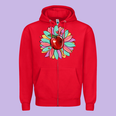 Teacher Apple Zipper Hoodie Designed By Maliassmallbusiness