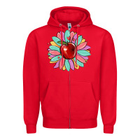 Red teacher apple Zipper Hoodie - MaliasSmallBusiness