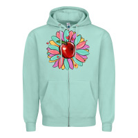 Seafoam teacher apple Zipper Hoodie - MaliasSmallBusiness