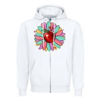 White teacher apple Zipper Hoodie - MaliasSmallBusiness