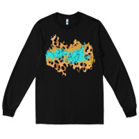 Black glitter leopard turquoise patch Long Sleeve Tee - AdoDesignShop