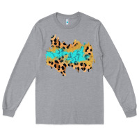 Heather Grey glitter leopard turquoise patch Long Sleeve Tee - AdoDesignShop