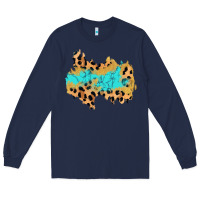 Navy glitter leopard turquoise patch Long Sleeve Tee - AdoDesignShop
