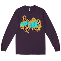 Plum glitter leopard turquoise patch Long Sleeve Tee - AdoDesignShop