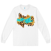 White glitter leopard turquoise patch Long Sleeve Tee - AdoDesignShop