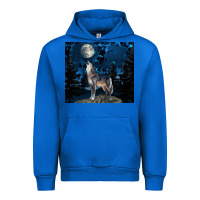 Cobalt wolf howling at the moon Urban Hoodie - TumblerDesignByShophia